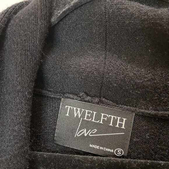 Twelfth Love Sweater Long Open Front Draped Cardigan Pockets Black Womens Size S - Picture 4 of 11